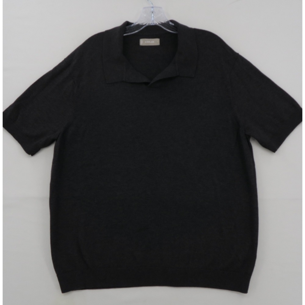 Everlane Mens Organic Cotton Coolmax Knit Polo Shirt Charcoal Gray Large